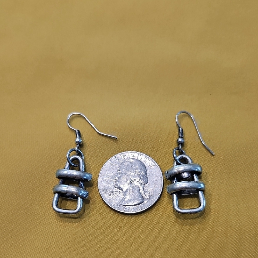 Silver Like Steampunk Nautical Knot Earrings w/ Industrial-inspired Design